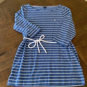 Nautica Striped Mini Medium Summer 3/4 Sleeve Dress